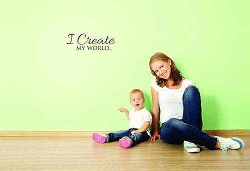 Unique Home Wall Stickers I Create My World Self Esteem Decal Décor for Bedroom Living Room Nursery - Size 9 Inch X 22 Inch