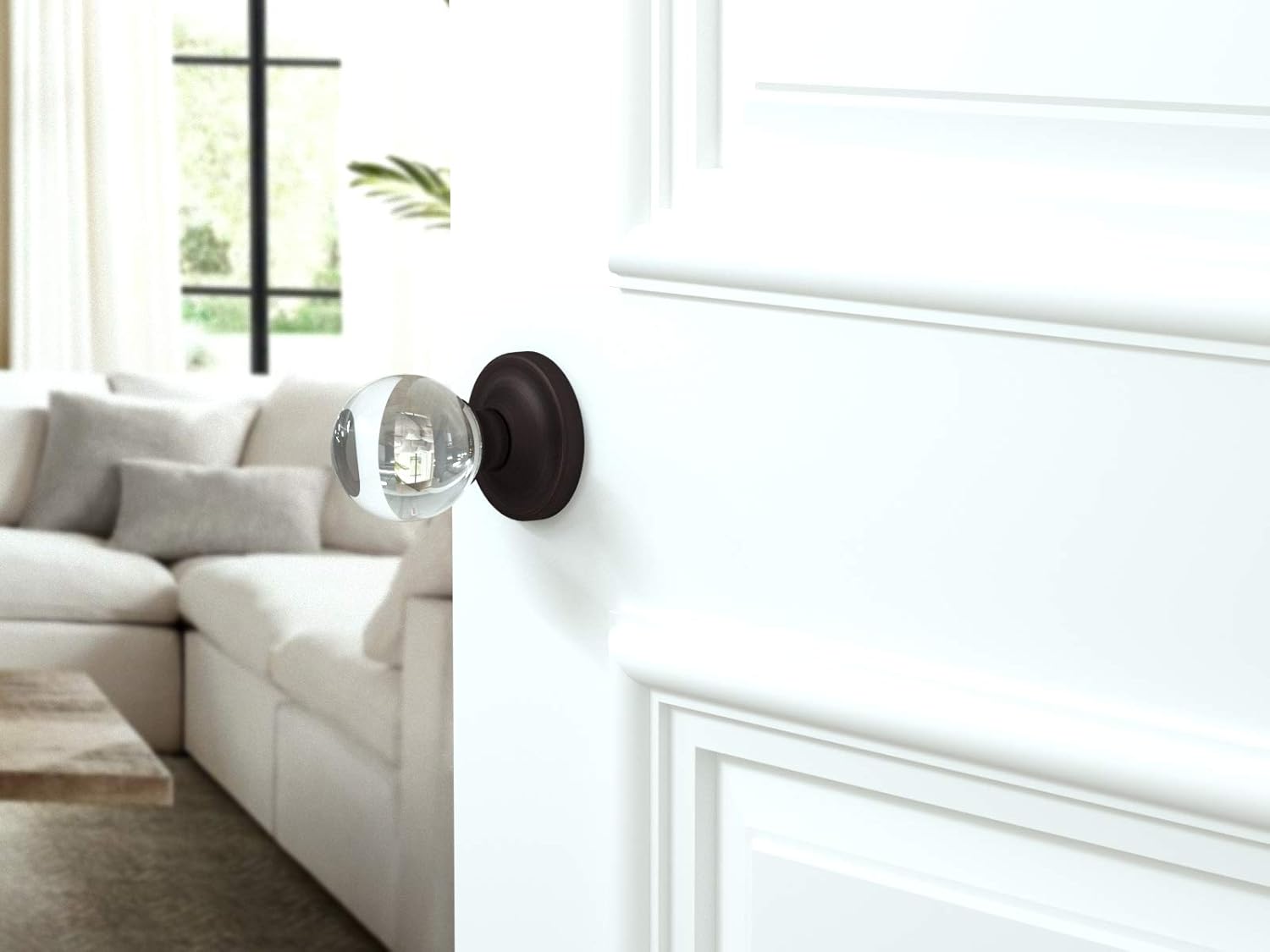 Privacy Round Ball Crystal Door Knobs Venetian Bronze Round Rosette