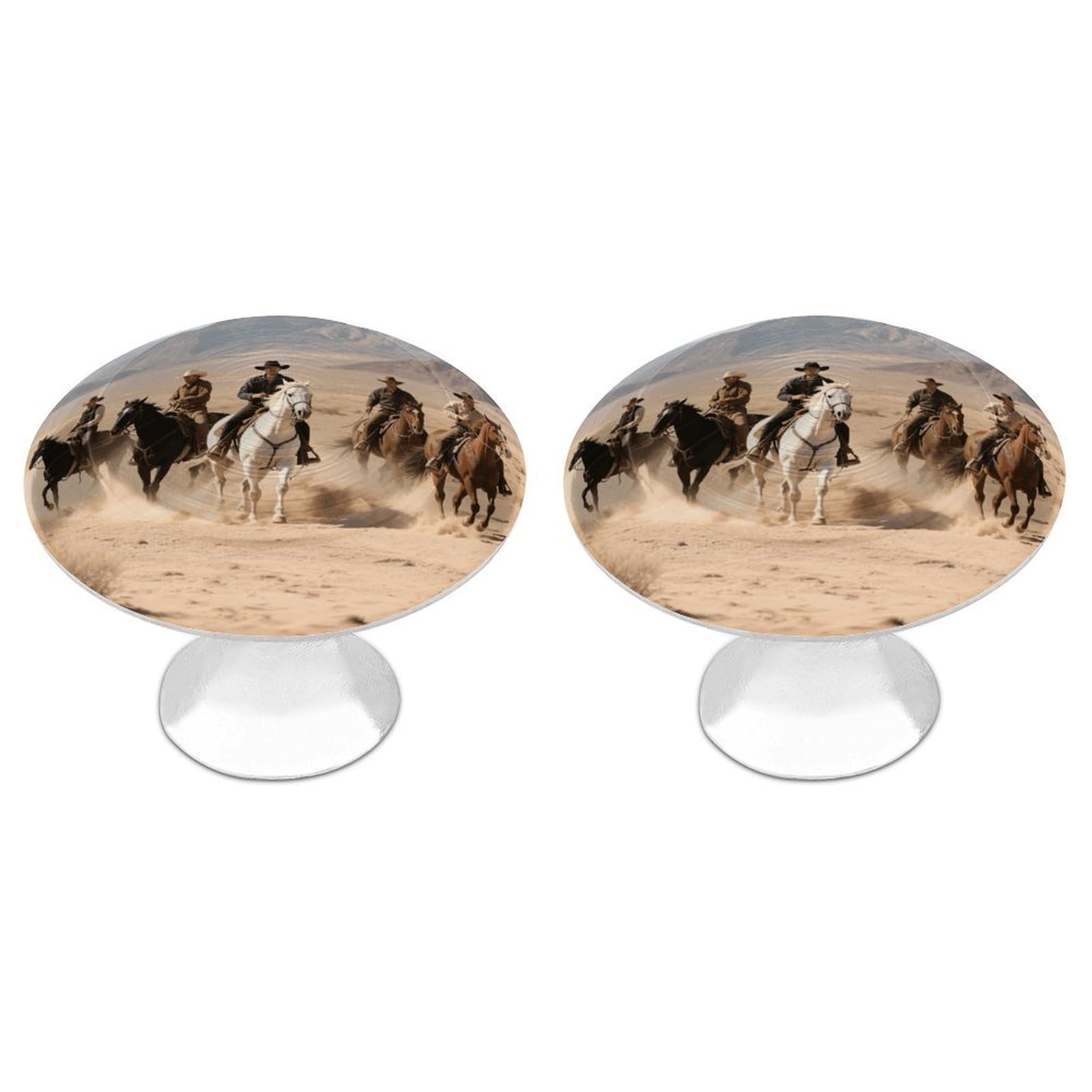 Maccbn Style-5 2 Pack 1.1" Round Western Desert Vintage Cowboy Drawer Knobs Modern Kitchen Cabinet Knob Hardware Handles Decorative Furniture Knobs For Dresser, Cupboards, Wardrobes, Bifold Door, Closet