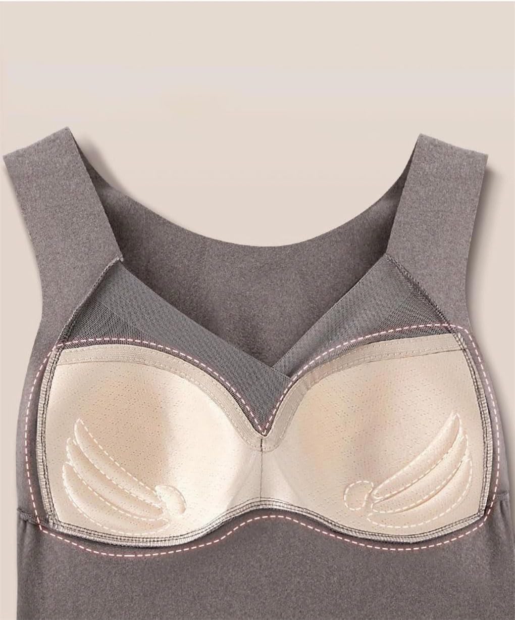 Seamless German Fleece Thermal Vest, Women's Fixed Integrated Chest Pad Base Layer Thermal Underwear