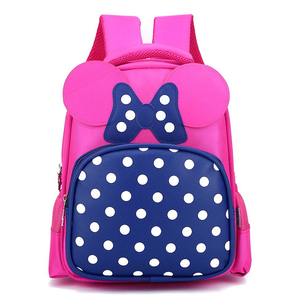 Princess Bow Kindergarten Kids Toddler School Backpack Schoolbag (Rose Red)