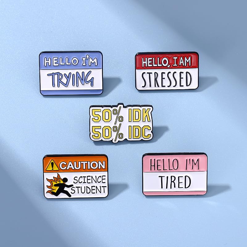 Image of Fun Dialog Enamel Brooch Pins - Express Your Mood with Humor