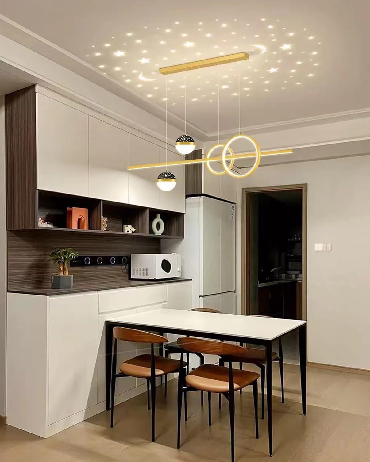 Lampe à suspension LED moderne salle à manger lampe à suspension dimmable table à manger Design linéaire moderne avec télécommande lampe à suspension pour cuisine Bureau table à manger (or, 120cm)