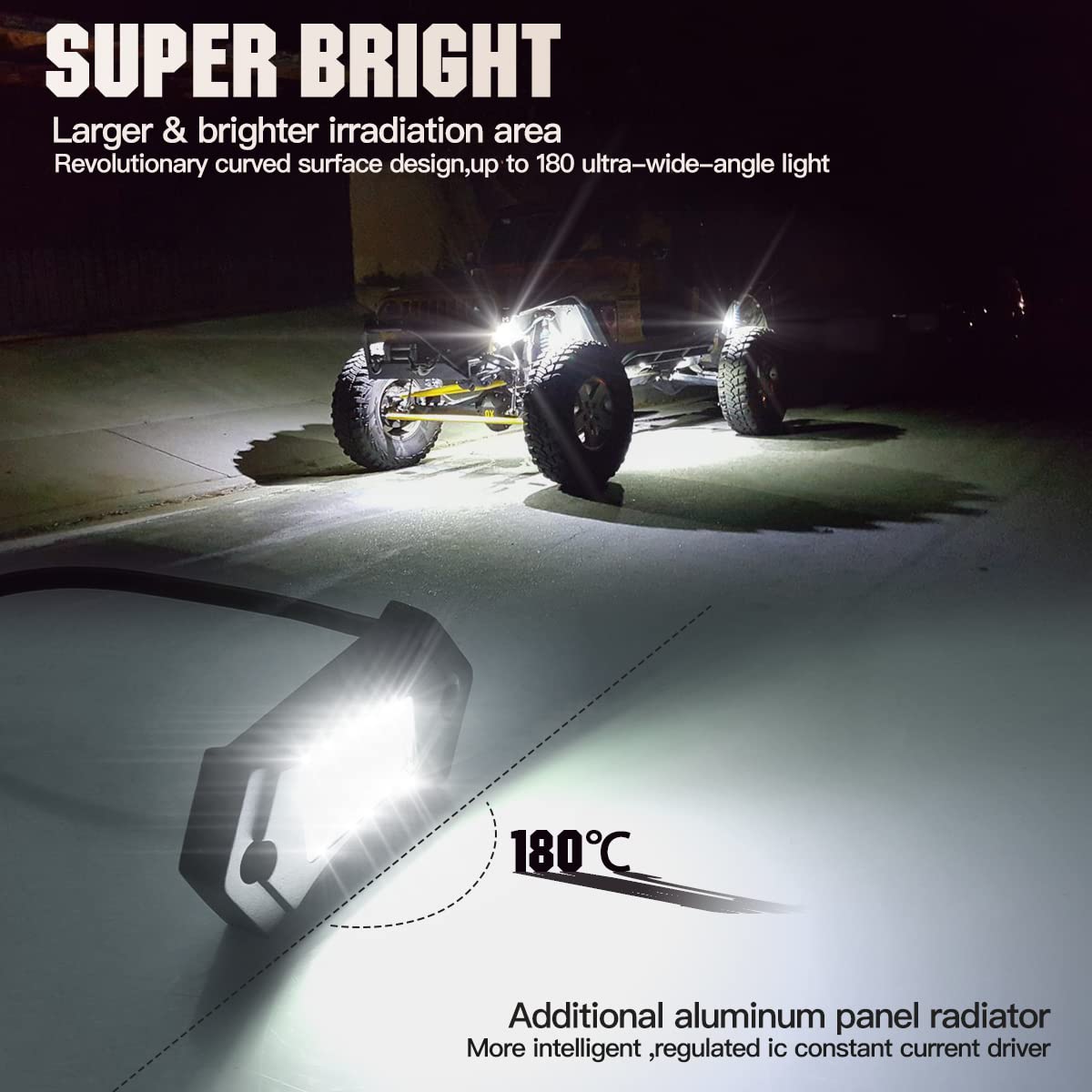 R3 White LED Rock Lights 20PCS for Trucks Je-ep Off Road RZR Boat Car ...