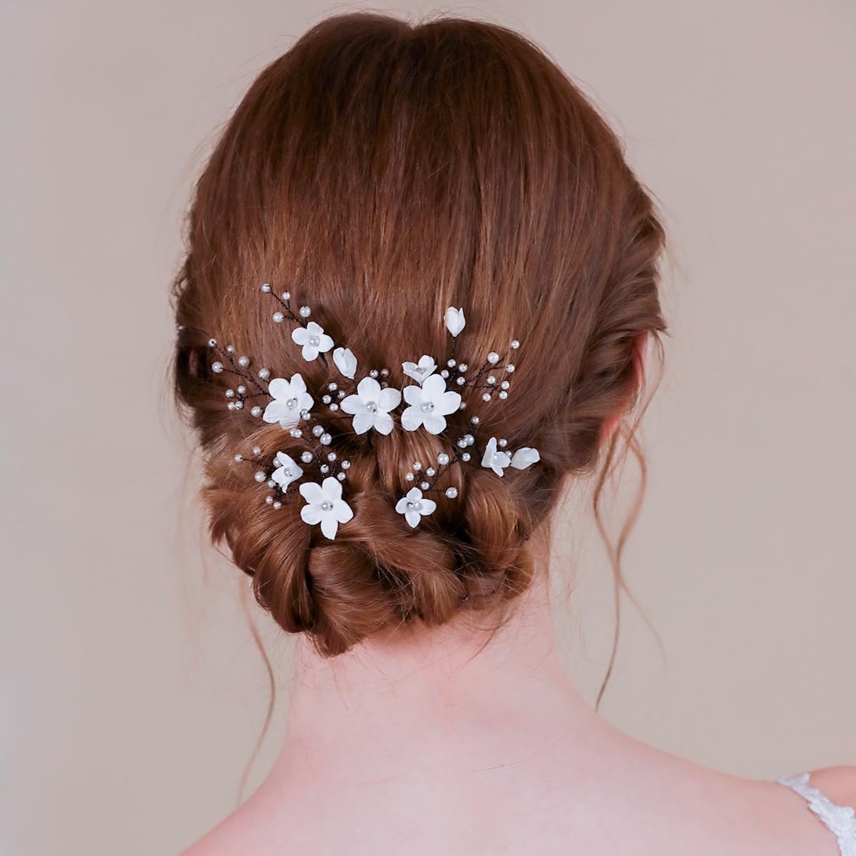 Handmade Bridal Wedding Hair Pins 7Pcs White Flower Pearls Hair Clips Bridal Wedding Hair Accessories for Women Girls Brides Bridesmaid - Image 3