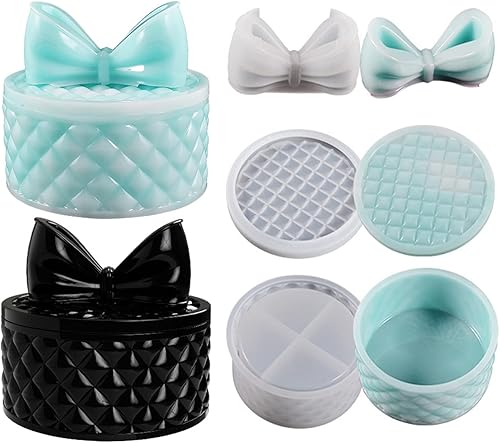 Miniatura 1 de Molde de resina de silicona con tapa de mariposa para resina epoxi, molde de fundición para caja de joyería, caja de almacenamiento, contenedor de