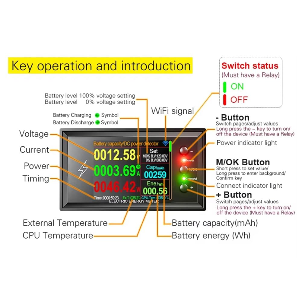 Probador de Capacidad de Batería de Litio Inteligente DT20W 0-420 V Tuya WiFi, Medidor de Potencia Coulomb, Voltaje y Corriente CC de 30 A