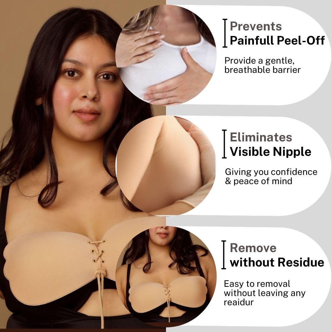 HOUSE OF BEAUTY HOB Reusable Butterfly Bra Push Ups Invisible Bra for Backless & Lift (D Cup) Skin - Image 5 thumbnail