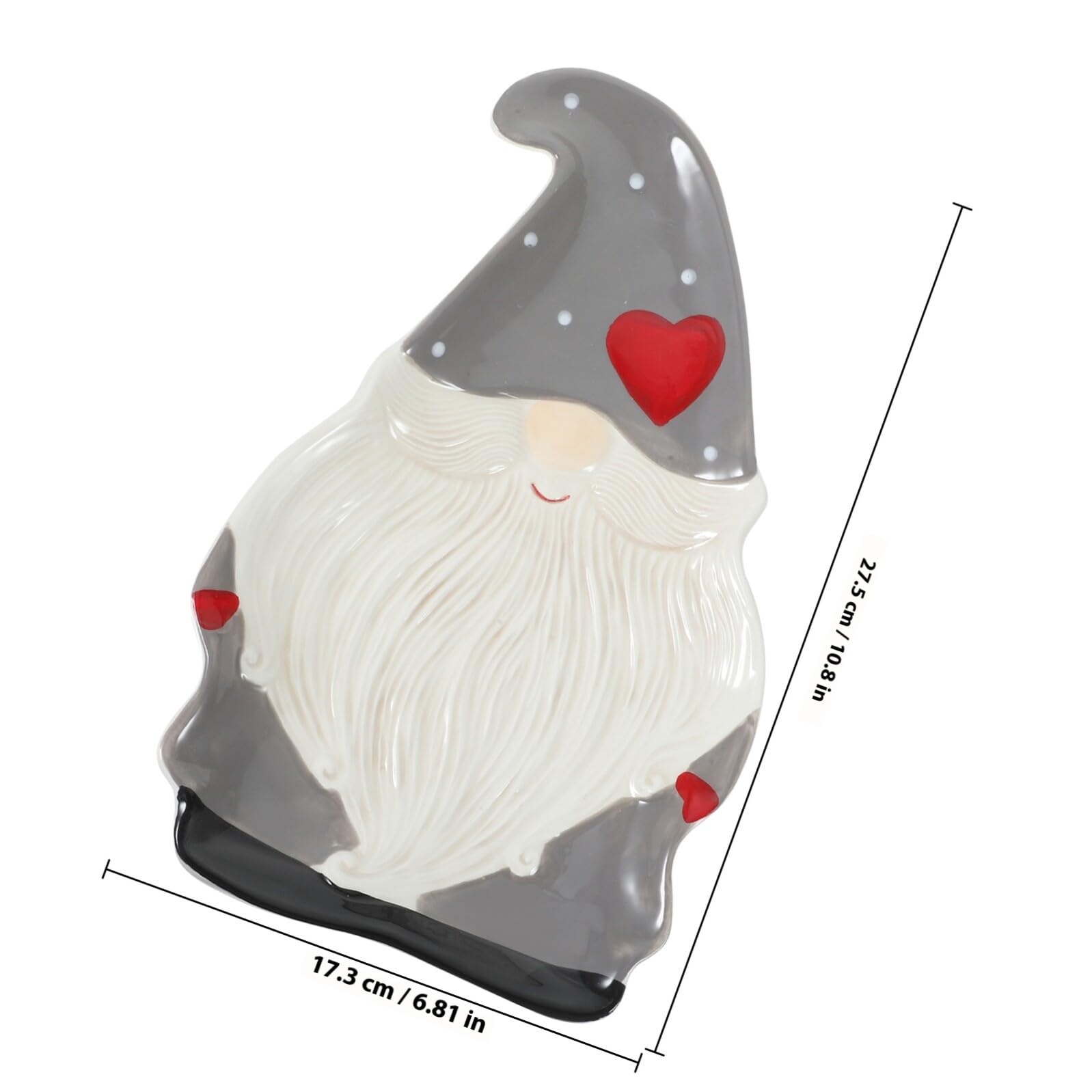 TOYANDONA Plato Navideño de Cerámica Diseño de Papá Noel Tamaño Mediano Color Detalles Rojos Adecuado para Fiestas de Navidad y Decoración Hogareña