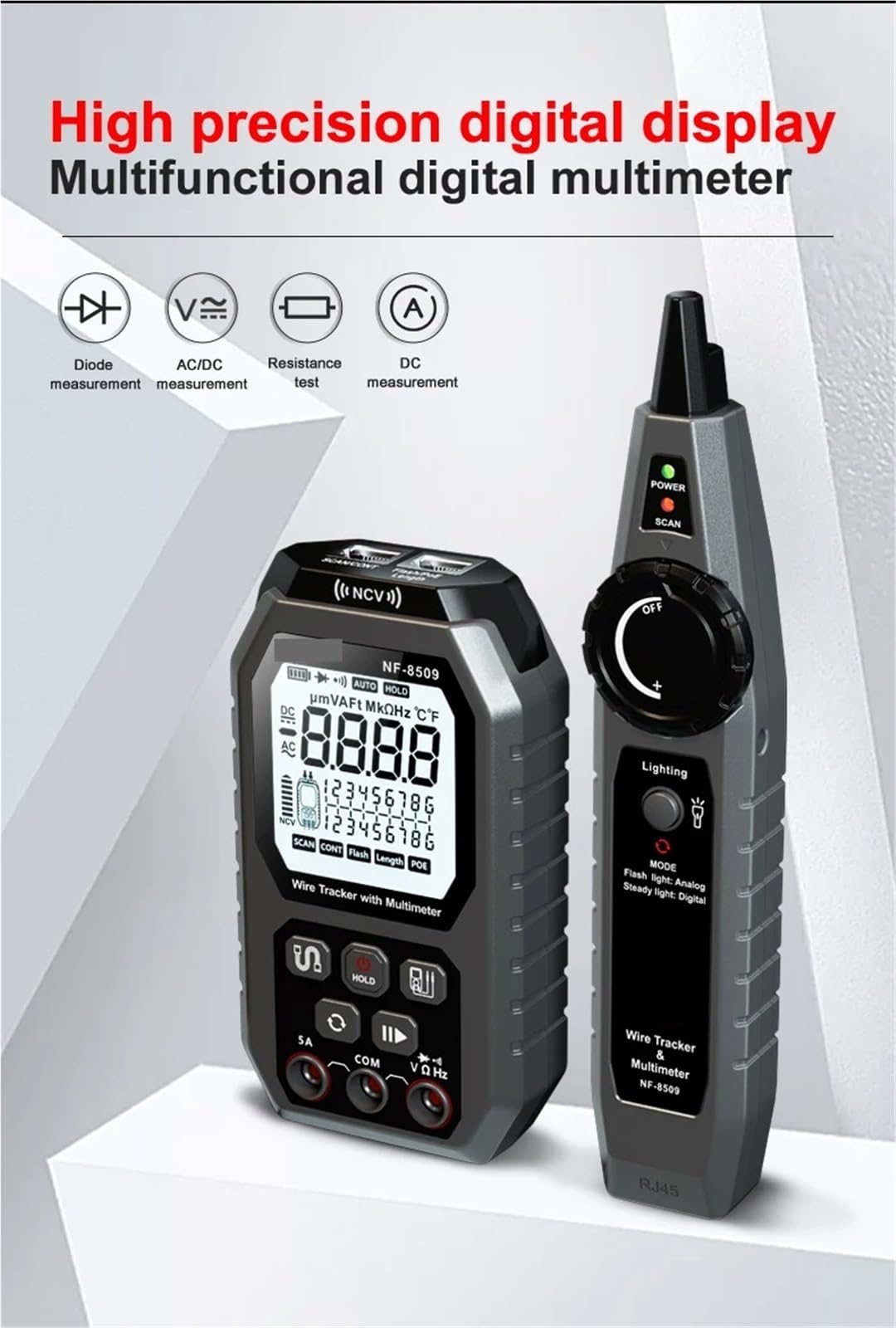 Tester for cavi di rete multifunzione for test Multimetro Corrente Tensione Resistenza Test POE LCD Wire Tracer Prove di trasmissione