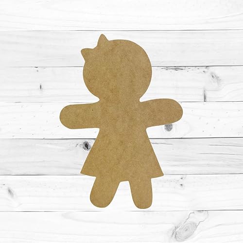 Miniatura 2 de Corte sin terminar de la muchacha del pan de jengibre, forma de madera, manualidades pintables