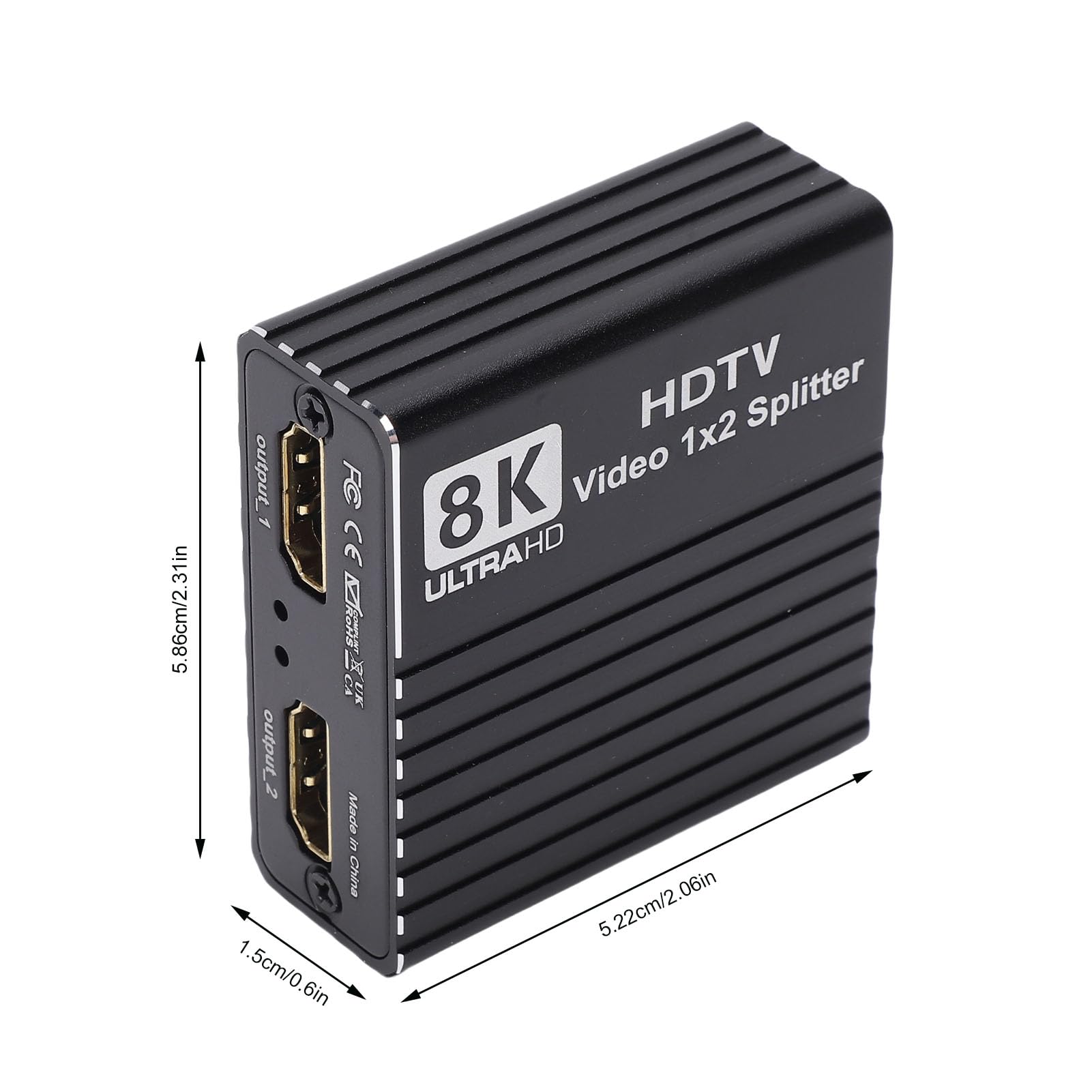 Bewinner Splitter di Interfaccia Multimediale HD 8K 1 Ingresso 2 Uscite, Supporto HDMI 2.1 8K 60Hz 4K 120Hz 1080P 240Hz, EDID 3D, Doppio Display per Home Theater da Gioco