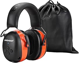 PROHEAR 037 Bluetooth Casque Anti Bruit, Musique Protection Auditive Rechargeable avec Sac Transport, Cache-Oreilles de Protection pour Tonte, Construction, Menuiserie, SNR 30dB, NRR 25dB - Orange