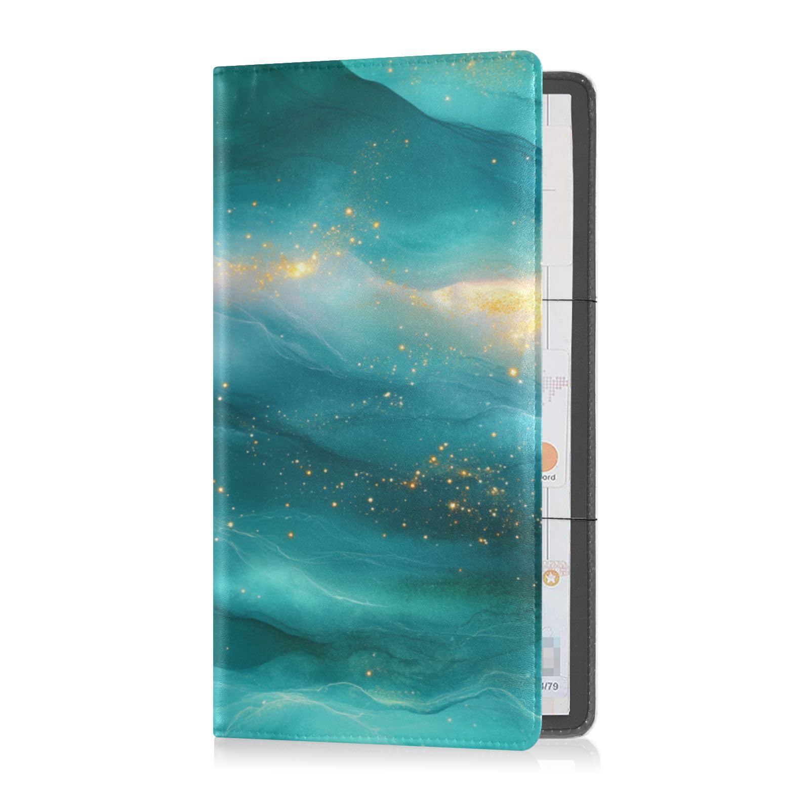 Leather Car Registration and Insurance Holder Men Women Prefect Car Essentials Wallet for Essential Document, Driver License, Cards Hotpink Turquoise Green