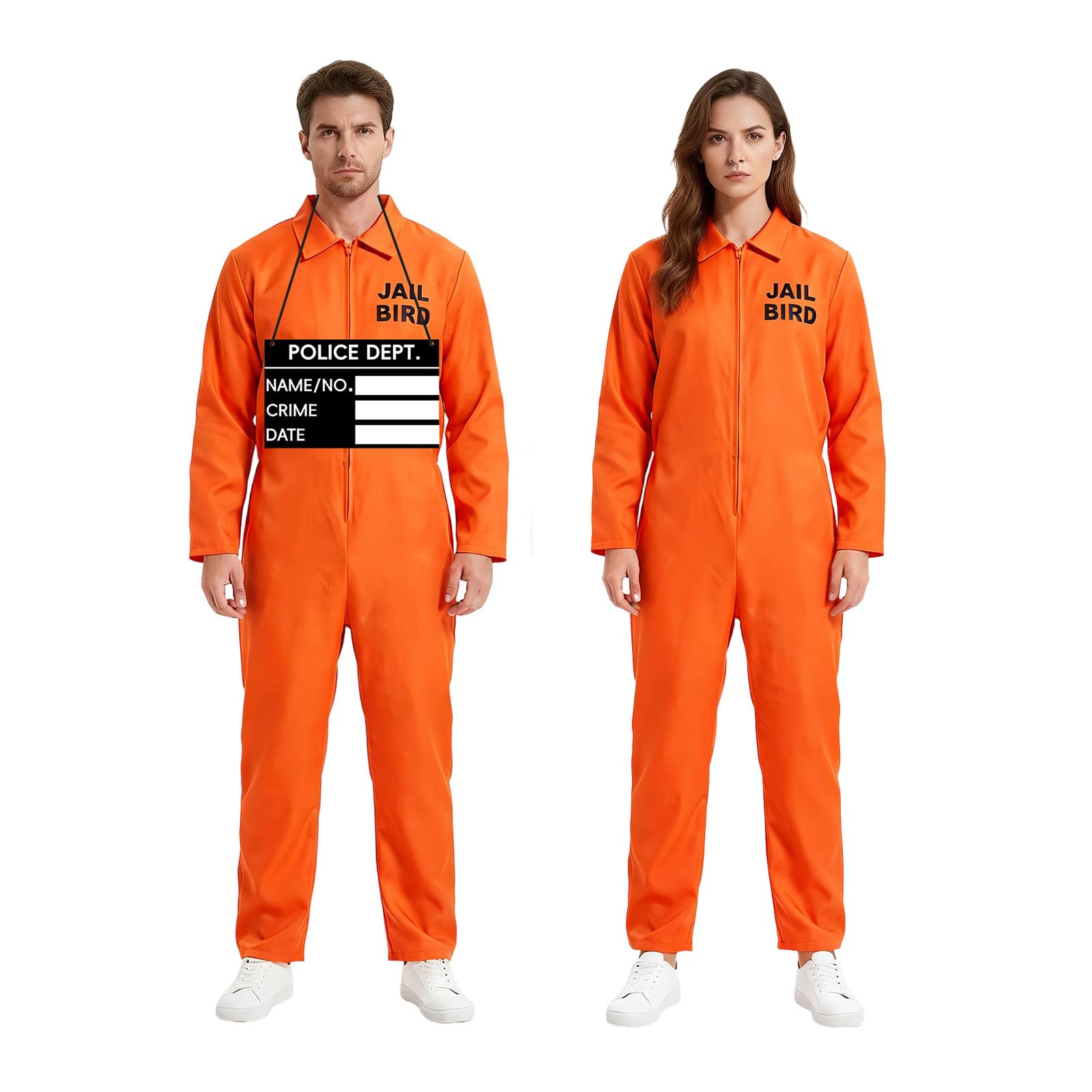 Zouonou Sträfling Kostüm Herren Damen, Orange Gefangener Ove
