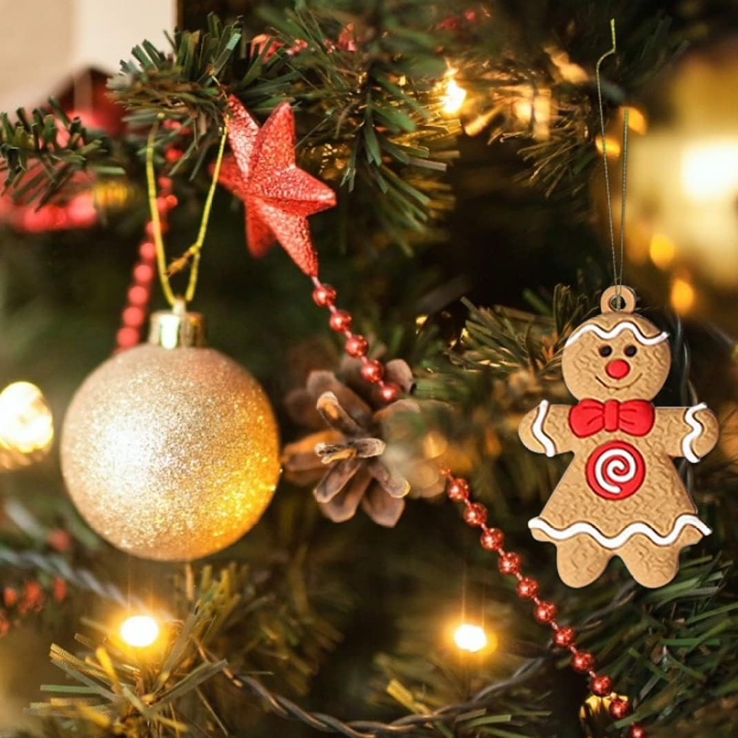 Decorative Finials, Gingerbread Man Ornaments Assorted Gingerbread Figurines for Christmas Tree Hanging Decorations 12PCS