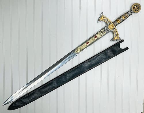 Espada Templaria Knigths de aceroEspada larga sagrada asustada con vaina.