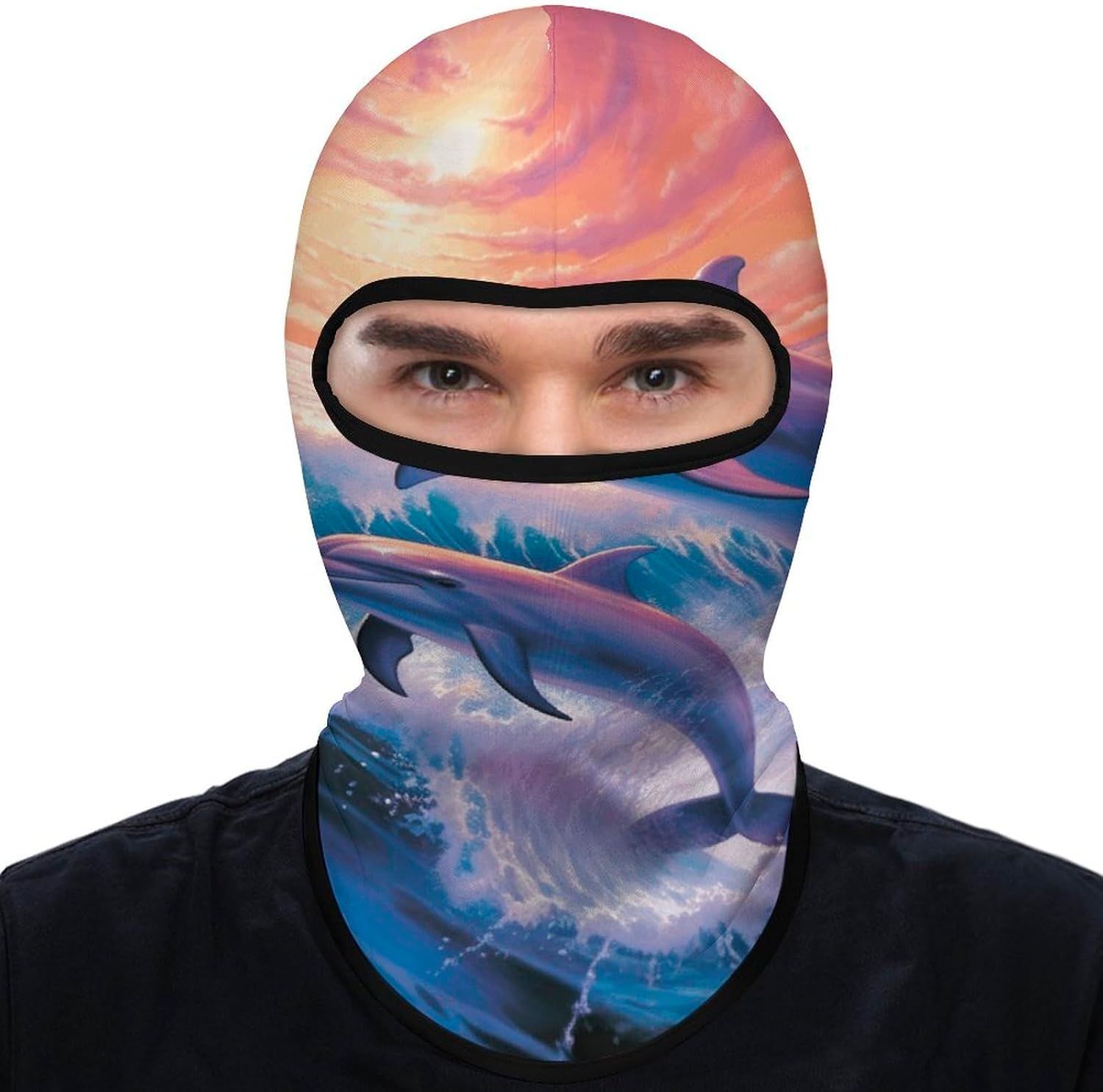 Balaclava Face Mask for Men Women Sun Protection Full Face Cover | Breathable Dolphins Art Full Face Mask Windproof Ski Mask Motorcycle Helmet Lining for Outdoor Sport Cycling