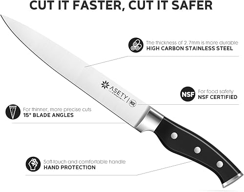 Vista 5 de Juego de cuchillos de trinchar, juego de cuchillos y tenedores de acero inoxidable de alto carbono, juego de 2 piezas para tallar pavo, carne
