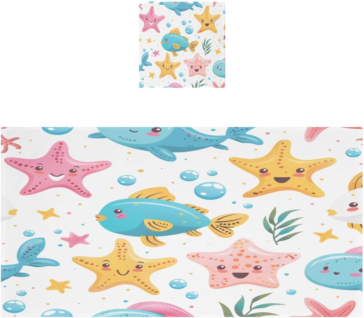 Hand Towels Premium Soft and Highly Absorbent Cute Cartoon Sea Creatures 2 Pcs Towels for Bathroom Set 100% Cotton Decorative Face Towels