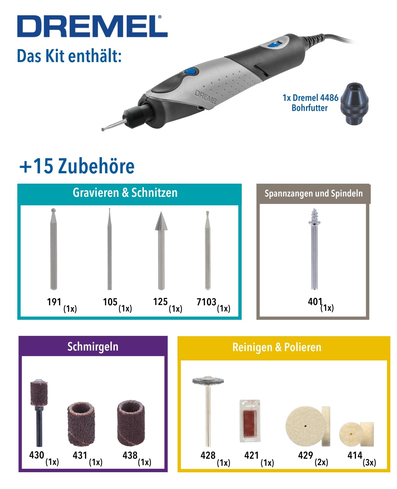 Dremel 2050 Stylo+ Multifunktionswerkzeug 9W Set mit 15 Zubehören