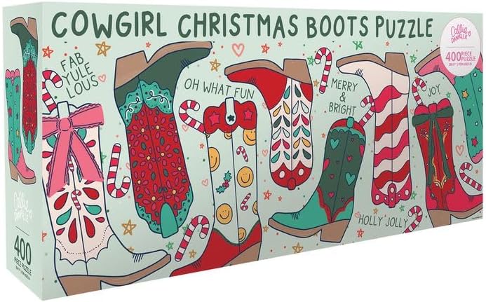 Christmas Western Cowgirl Boots - 400 Piece Jigsaw Puzzle