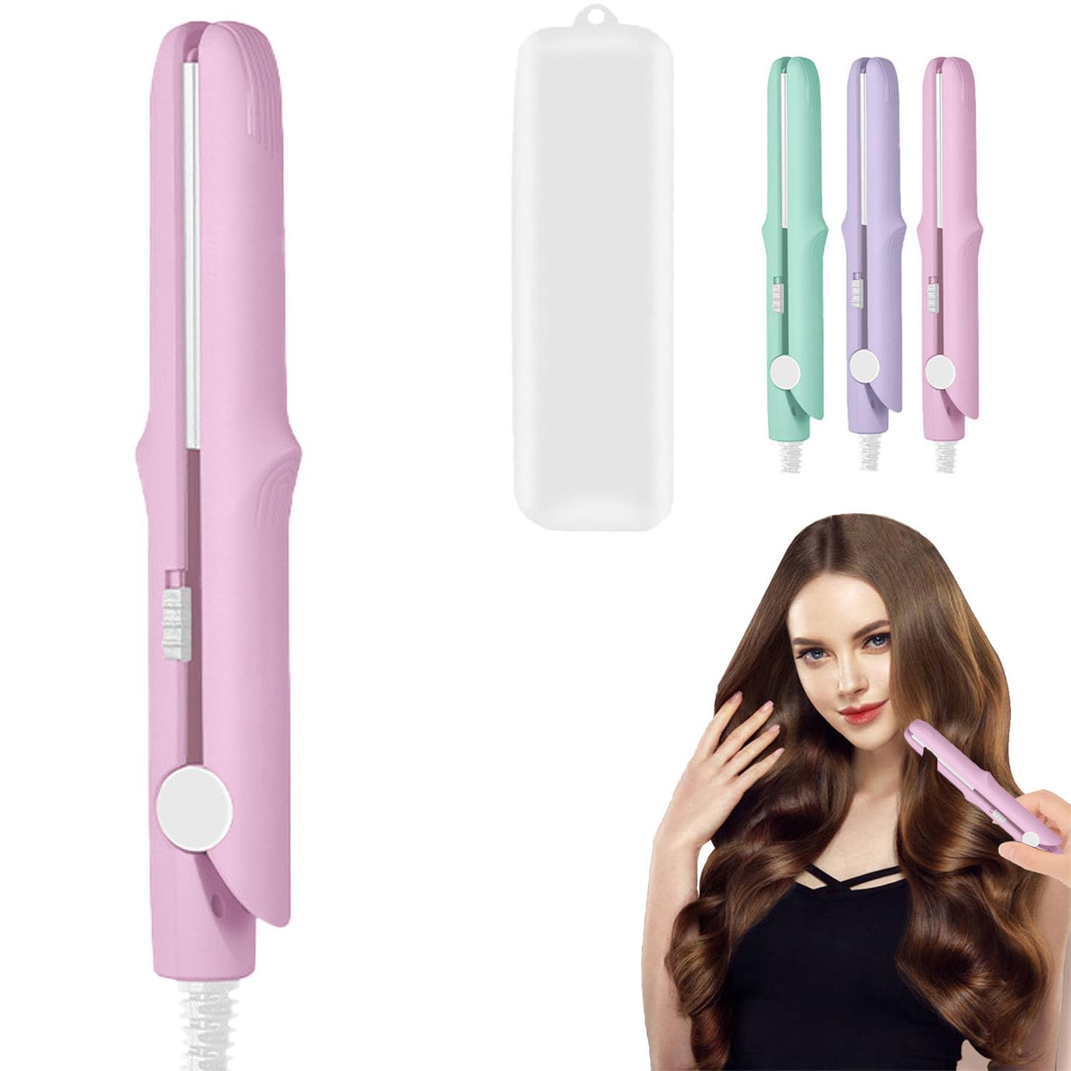 2025 New 2 in 1 Mini Dual Purpose Curling Iron Mini Curling Wand Flat Iron Hair Straightener Portable