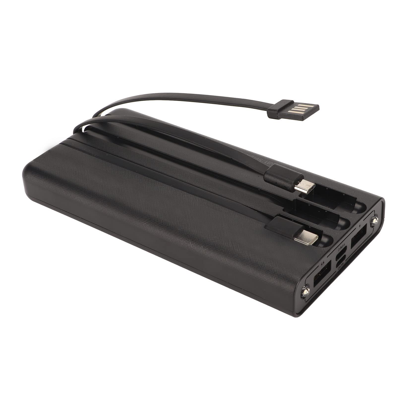 Caricabatterie Solare Power Bank, 20000mAh Caricabatteria Portatile per Telefono Solare con Cavo e Torcia a LED, Caricabatterie per Batteria Mobile per Esterno, Campeggio (Nero)
