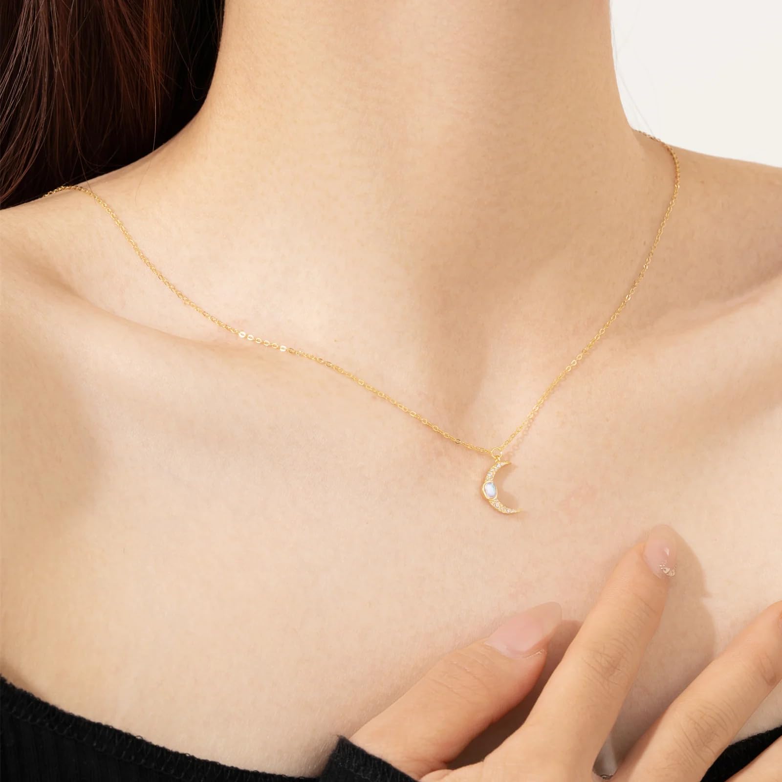 Halskette Ketten Schmuck Herren Frauen Anhänger Necklacemond Opale Anhänger Lange Kette Halskette Hochzeit