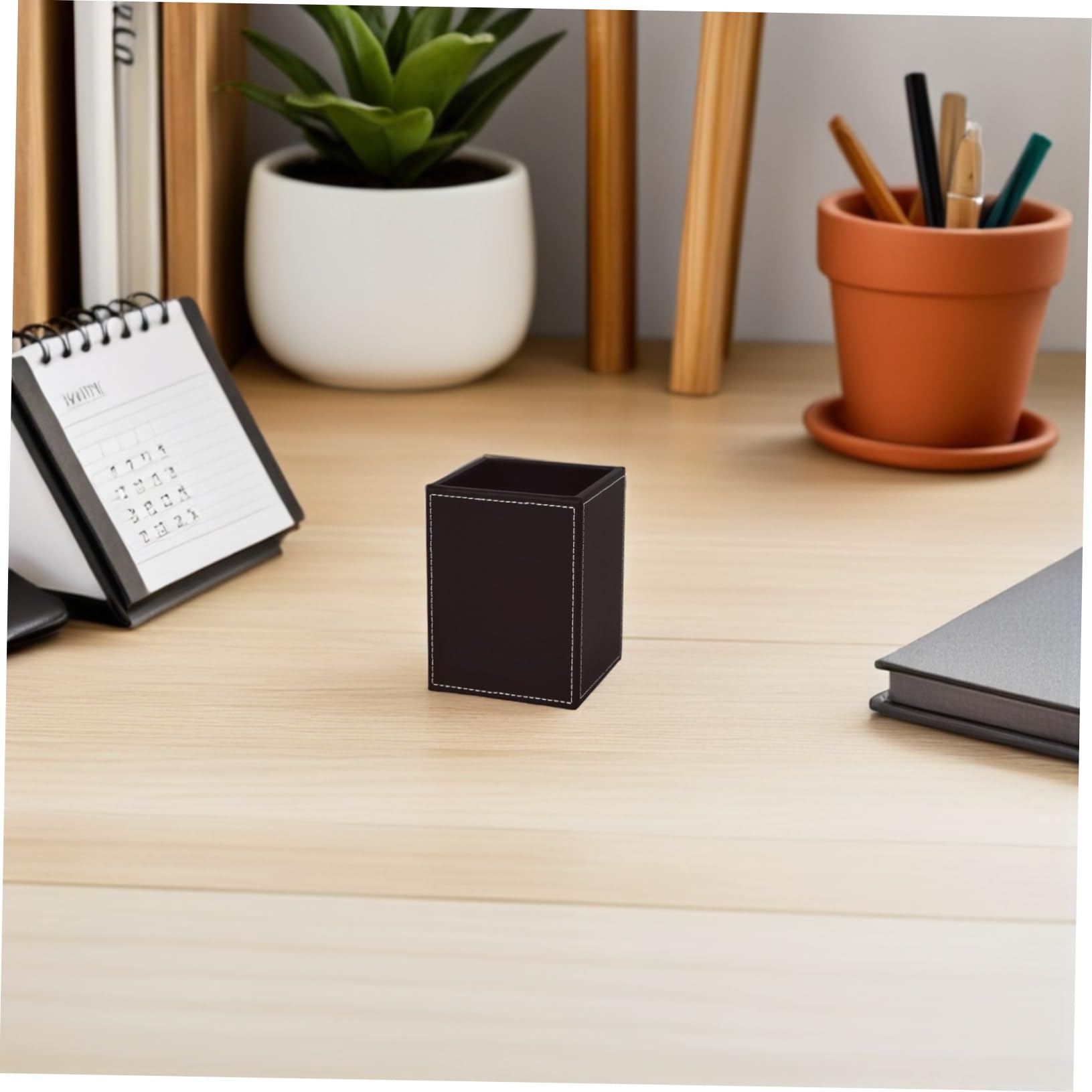 Caja de Almacenamiento de Papelería Cuadrada Pu 2piezas, Minimalista