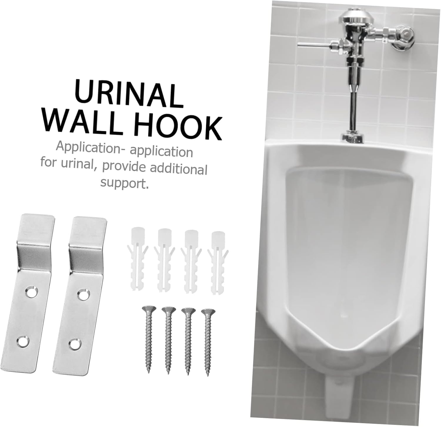 Luxshiny 2sets Stainless Steel Urinal Fixed Hook Wall Mounted Support Bracket for Public Toilets Homes and Hotels Easy Installation Design