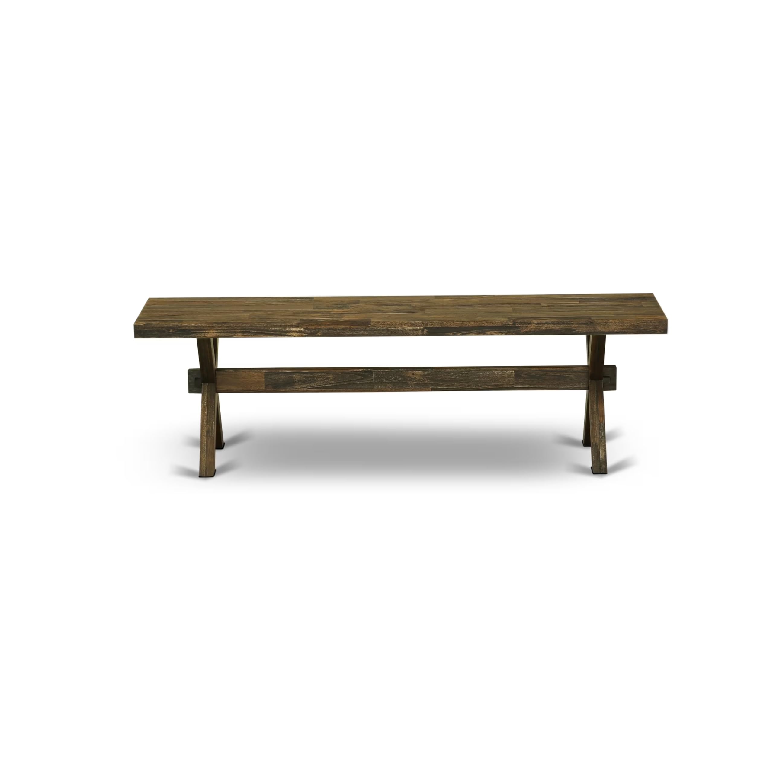 East West Furniture XB777 X-Style Modern Dining Room Bench with Wooden Seat, 72x15x18 Inch, Multi-Color