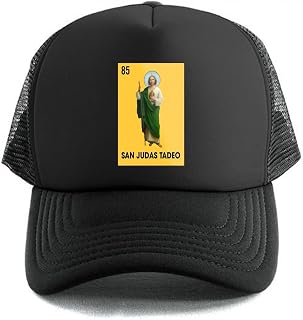 San Judas Loteria Card Trucker Style Snapback Hat Black