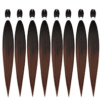 Vista 64 de ShowCoco - Extensiones de cabello trenzado preestirado profesional, 8 paquetes, 26 pulgadas, ajuste de agua caliente, textura lacia Yaki suave