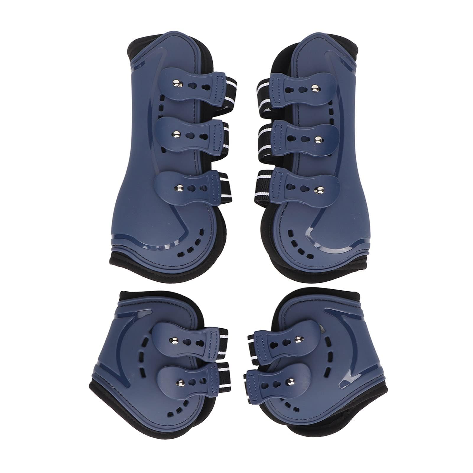 Botas Protectoras Para Tendón De Caballo, Bota De Menudillo Frontal Abierta Ajustable, Botas Protectoras Transpirables Para Tendón De Salto De Caballo, Juego Azul De 4(M)