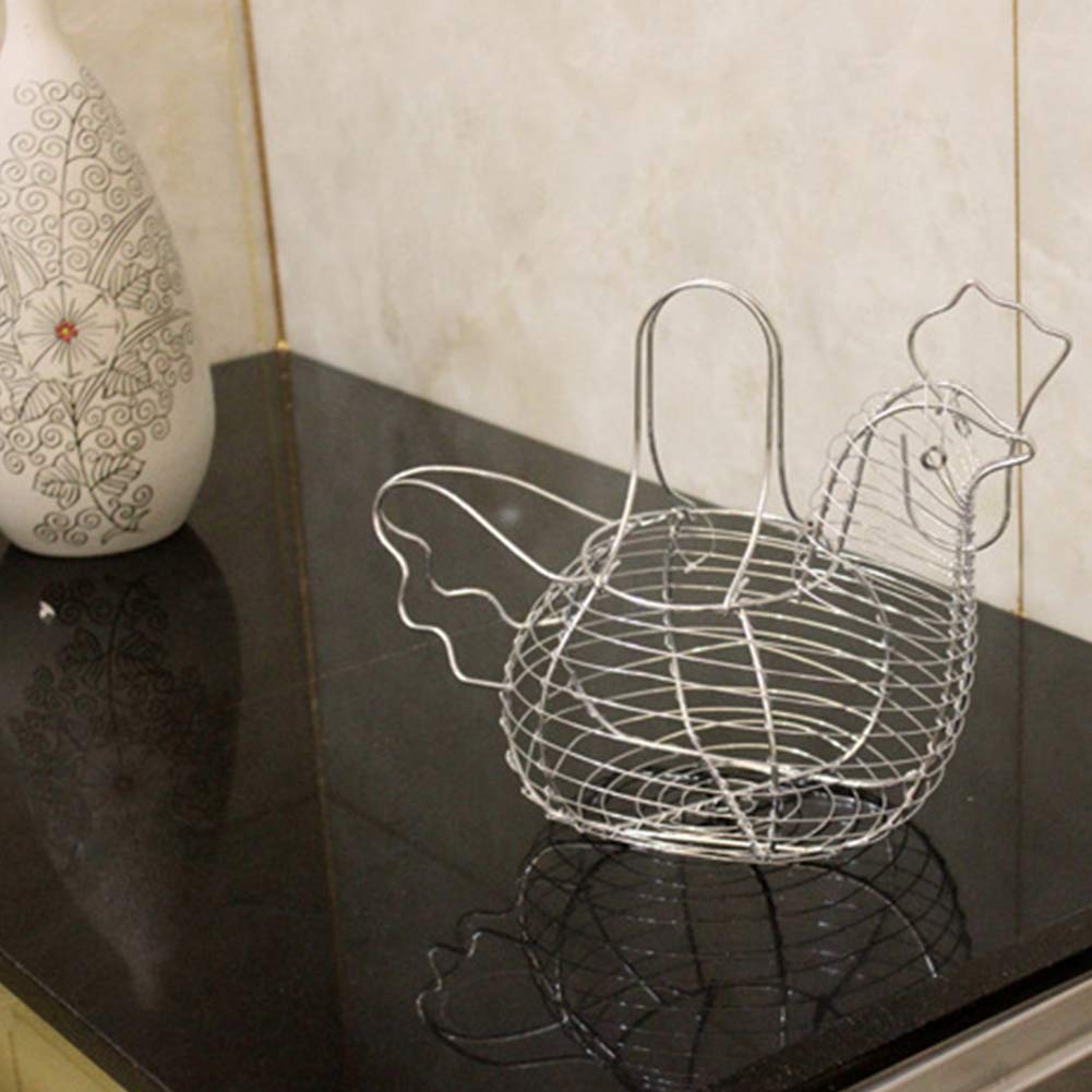 En forma de pollo cromado alambre huevo portacestas