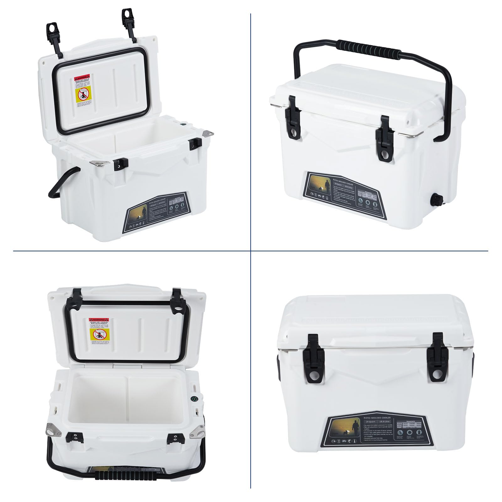 Garvee Kühlbox Passiv – Hochleistungs-Thermobox Für Camping, Angeln & Outdoor – Robuste Eisbox Mit PE-Isolierung & Auslaufschutz – Isolierbehälter Für 3–5 Tage Eishaltung, Weiß | Ergonomischer Tragegriff & rutschfeste Standfüße Unverwüstliches rotationsge
