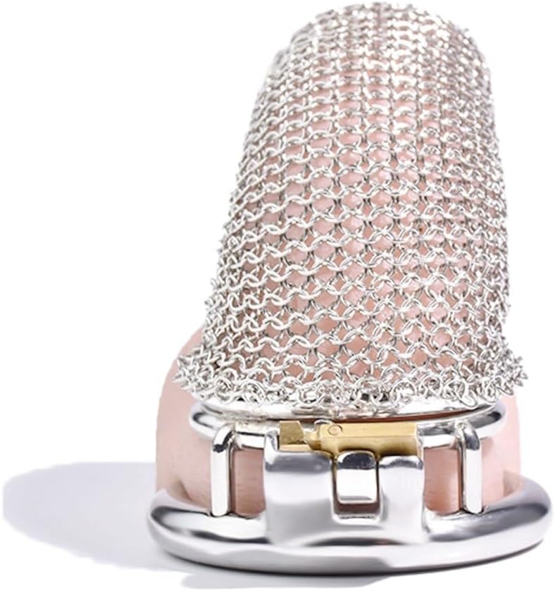 Stainless Steel Mesh Chastity Cage for Men, Birdcage Lock with Strap Belt, Adult Sex Toys with Secure Padlock and Comfortable Wearable Style