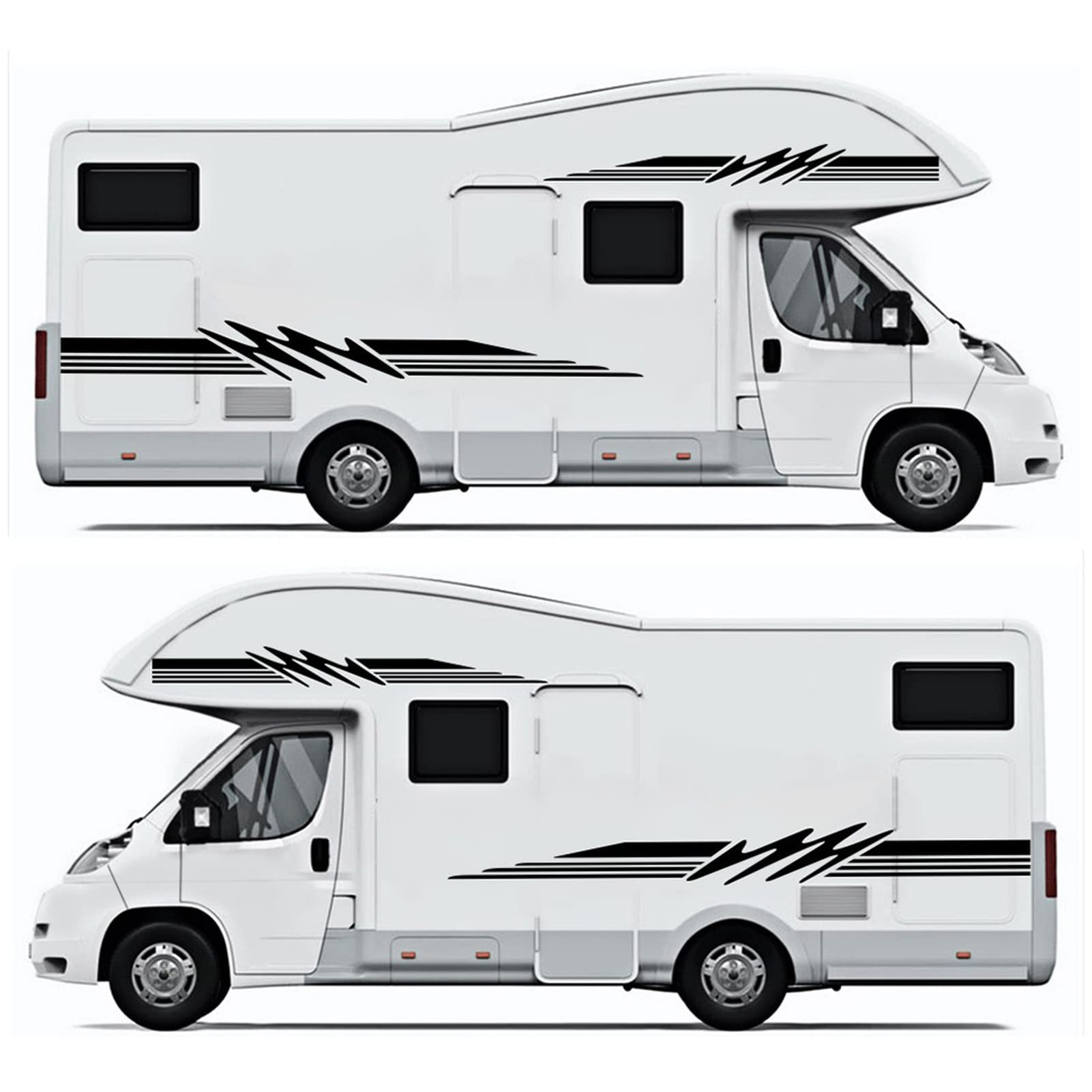 KUKUUU Car Body Sticker Self-Adhesive Side Decal Sticker Car Stickers Stripes Graphics, For Motorhome Horsebox Caravan RV Camper Van Body Decor Vinyl Decals Accessories (Color : Matte Black)