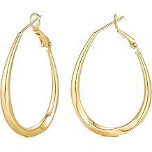 Fanglcy 14K Gold Hoop Earrings for Women Oval Gold Hoop Earrings for Women