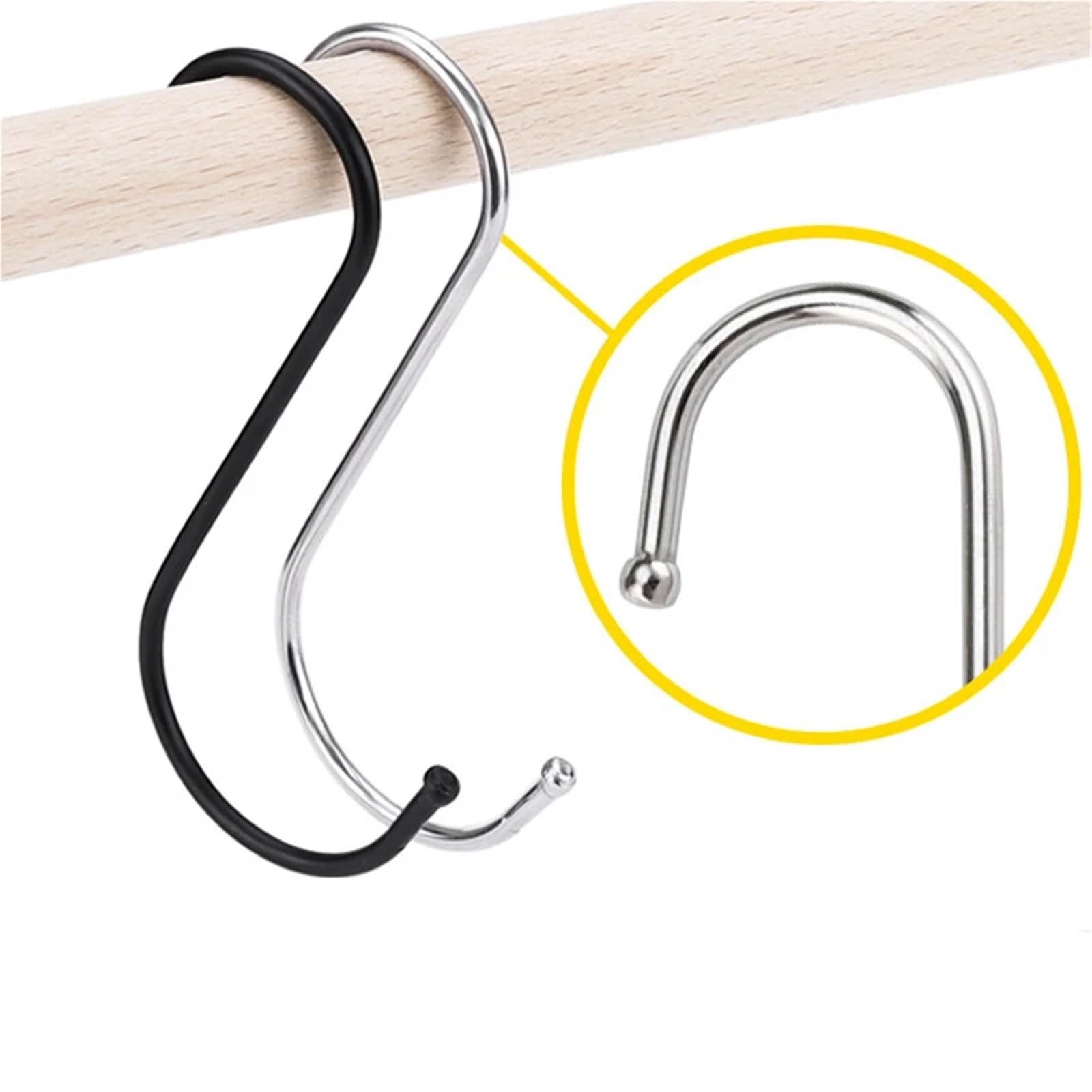 100 stücke Edelstahl S Haken Utensil Fleisch Kleiderbügel Hängen for Metzgerei Küche Backen Werkzeuge für Hähnchen,Rippenräuchern(Black)