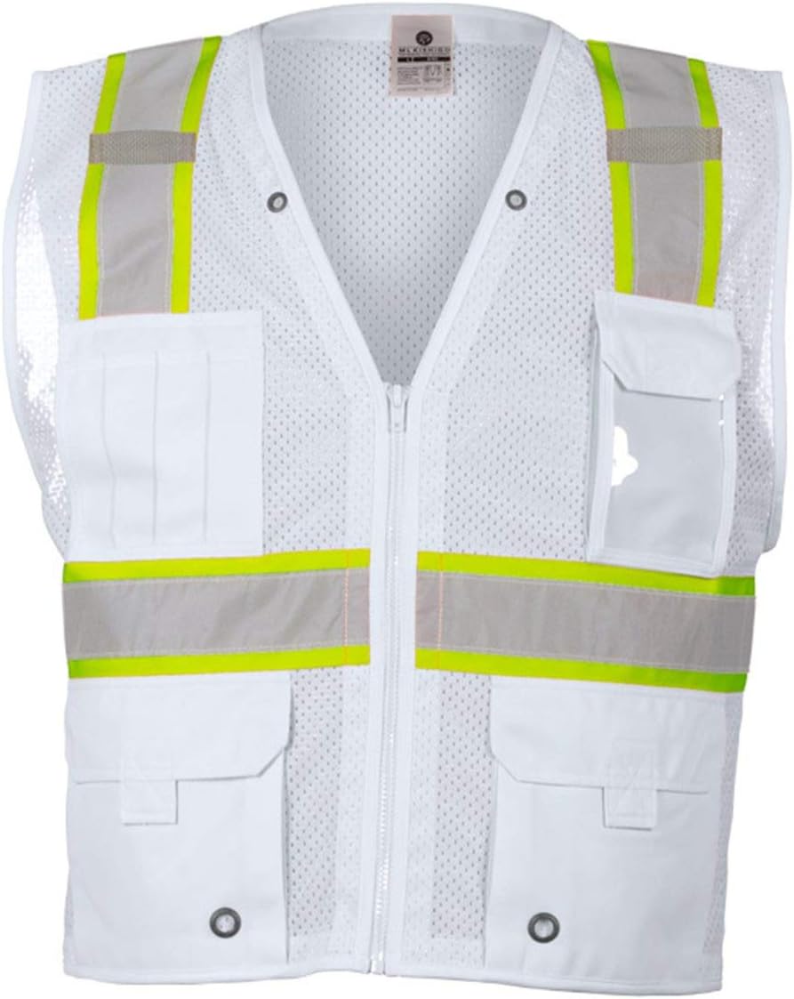 ML Kishigo Mesh Enhanced Visibility Multi-Pocket Vest B100-107 - White - B105 Size 2XL/3XL