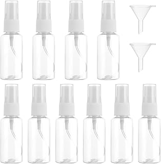 loraleo 10Pcs Spray Bottles Small Fine Mist 50ml Spray Bottle Mini Perfume Travel Spray Bottle with Funnels,Leak Proof Clear Bottles Refillable Liquid Containers for Perfumes and Oils