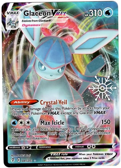 Pokemon - Glaceon Vmax 041/203 - Holiday Count 2023 Exclusive- Holo Foil - Snowflake Stamp - Single Card