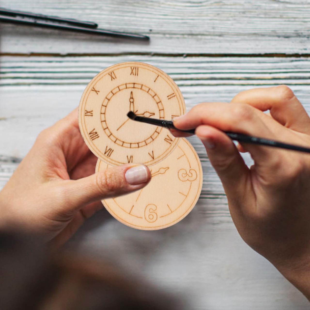 16pcs Wood Clock Cutouts, DIY Paintable Blank Wooden Pieces - Image 2