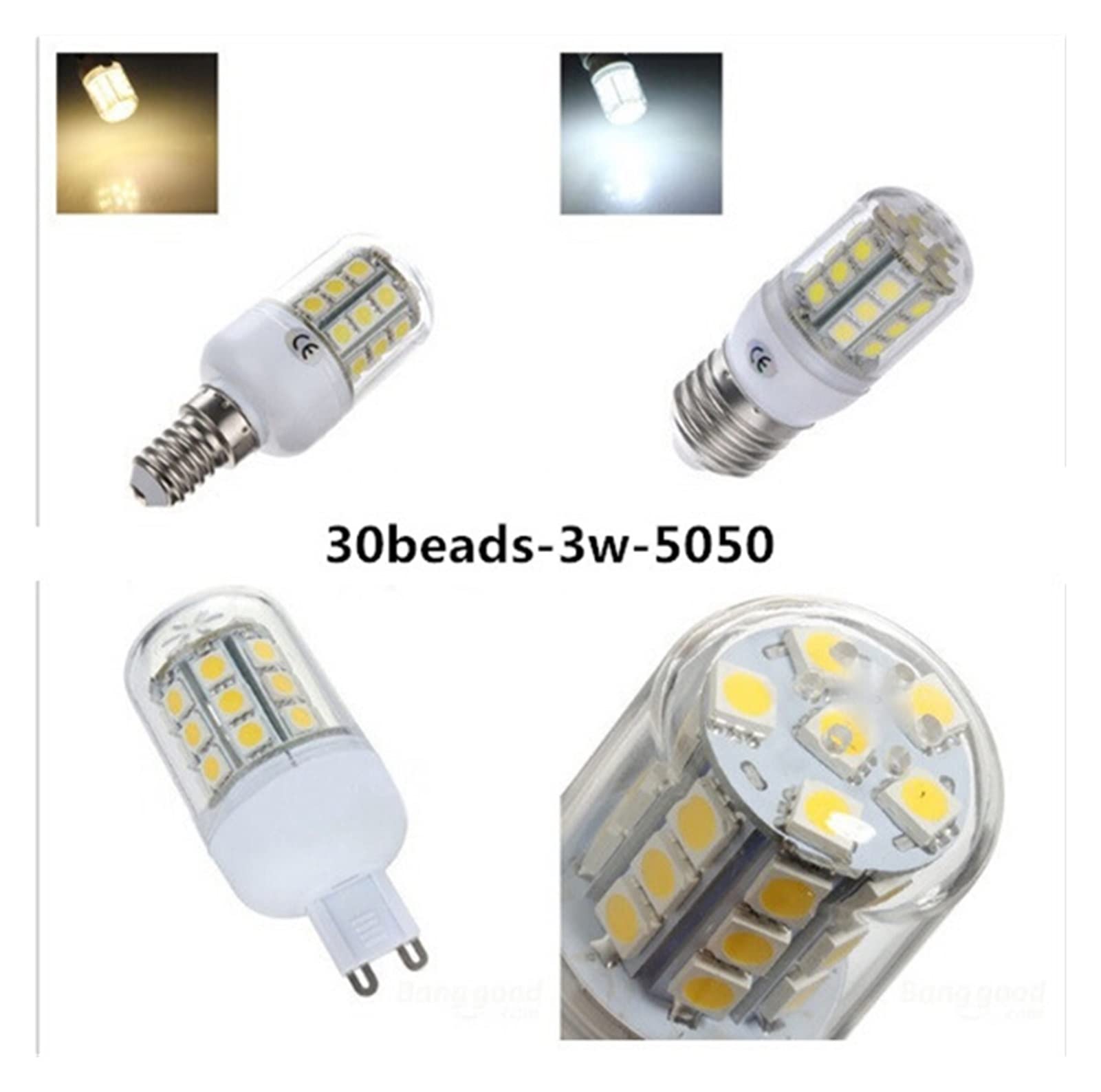 Iluminación Interior 10 Bombillas LED Tipo maíz GU10 de CA 110 V/220 V, E12, de bajo Consumo, con Cubierta Transparente, E14, E27, B22, G9, de plástico.