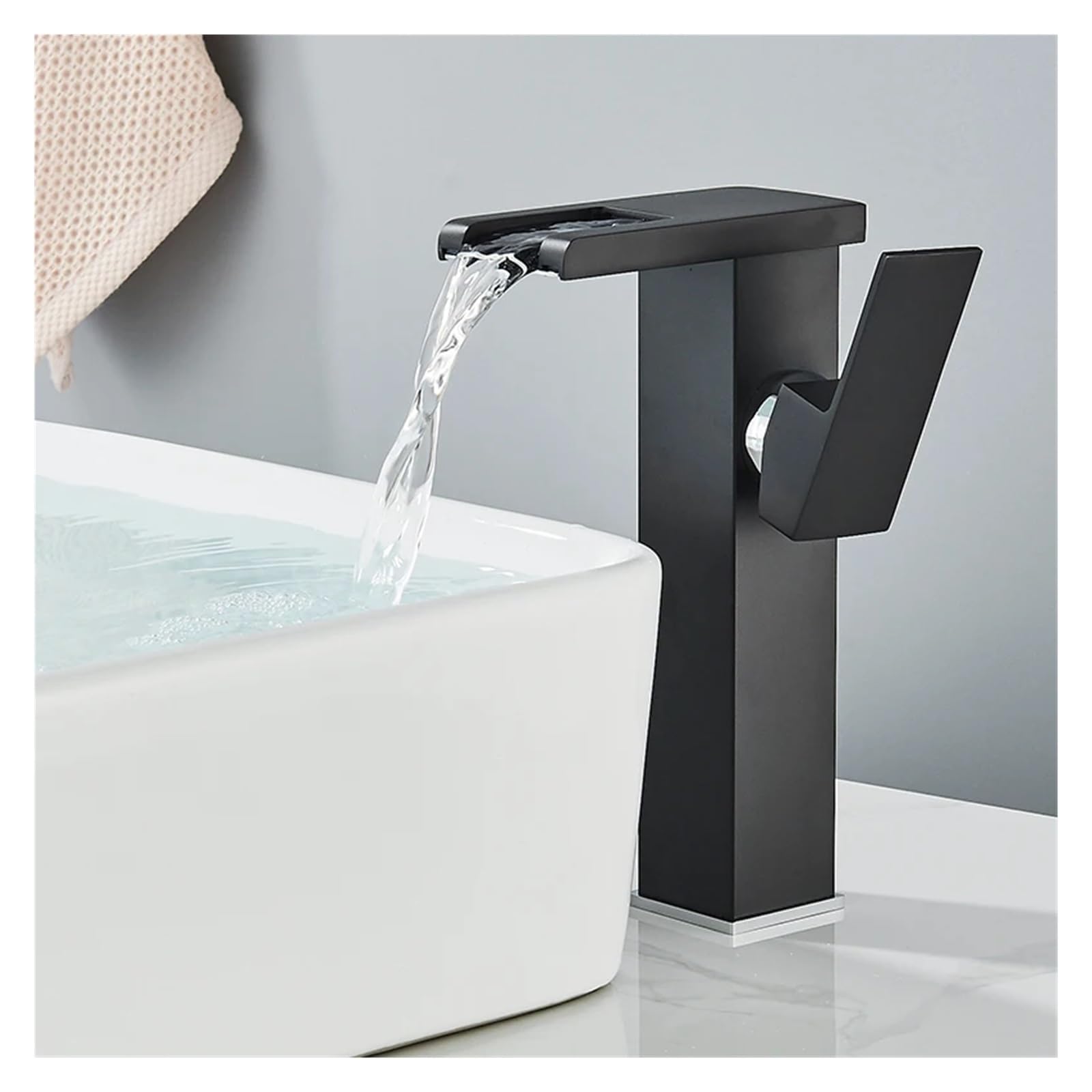 Mitigeur monocommande lavabo design C noir chrome robinet meuble salle de bain