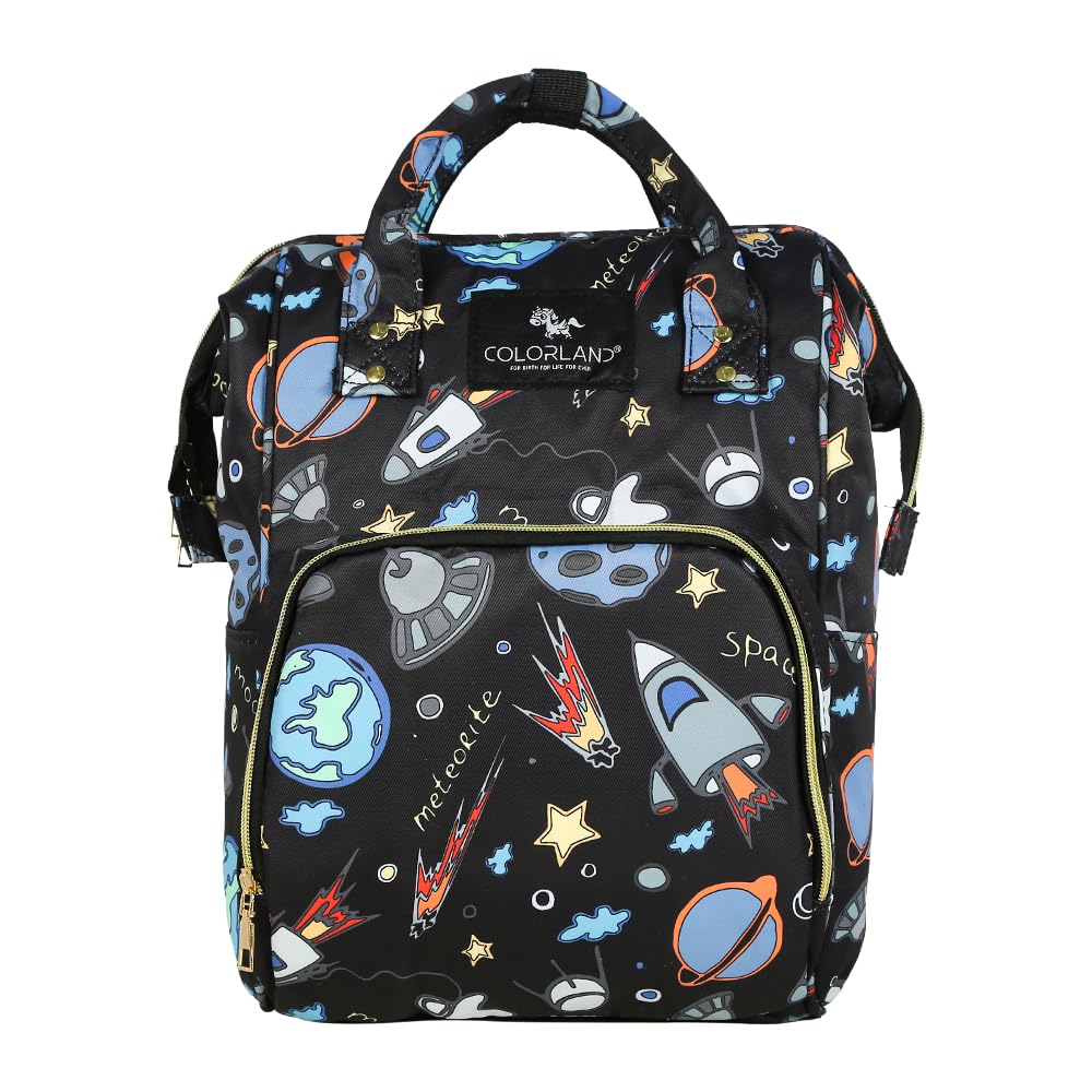 Baby Bucket Diaper Bag/Baby Bag/Mummy Bag/Handbag/Nursery Bag Stylish Travelling Backpack - Standard Range (Space-Black)-image-5