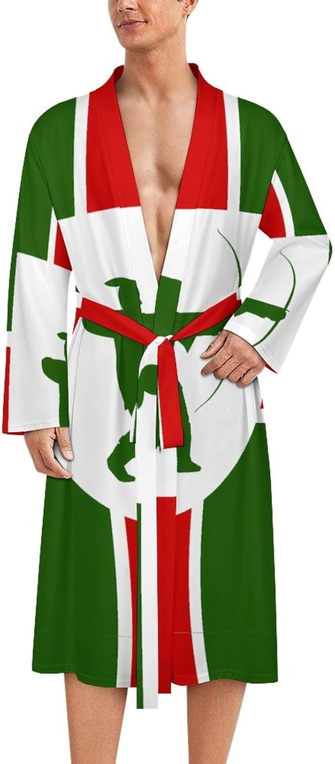 County Flag of Nottinghamshire Mens Robe Long Bathrobe for Women Bath Robes Lightweight Soft Printed Sleepwear