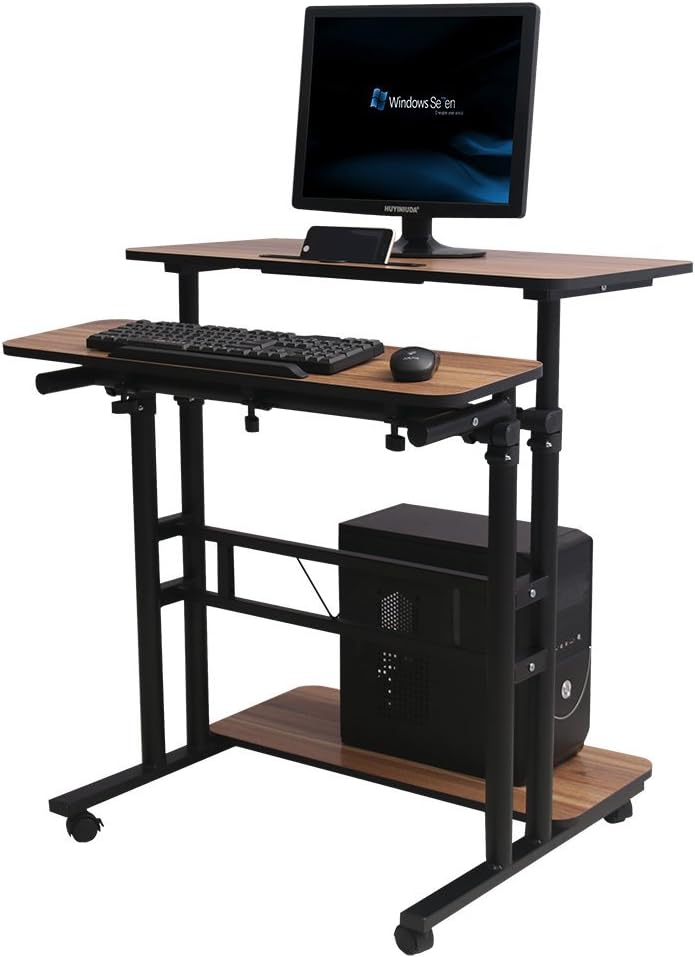 Stand Up Workstation Computer Surface Laptop Rolling Desk Height Adjustable Laptop Table for Home Office